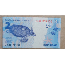 Cédula Brasil 2 reais Letras JA FE