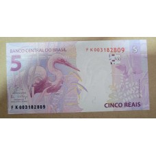 Cédula Brasil 5 reais letras FK FE