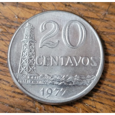 Moeda Brasil 20 centavos 1977 Soberba