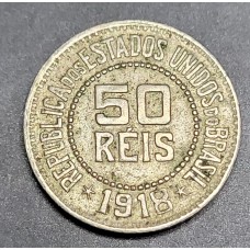 Moeda Brasil 50 reis 1918 MBC