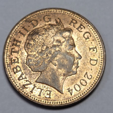 Moeda da Inglaterra 2 pence 2004 Rainha Elizabeth II