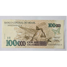 Cédula Brasil 100 mil cruzeiros C228 FE 