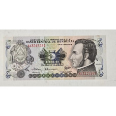 Cédula de Honduras 5 lempira P63a FE 
