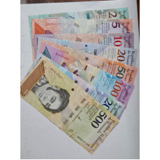Lote 8 cédulas Venezuela 2018 de 2 a 500 bolivares FE