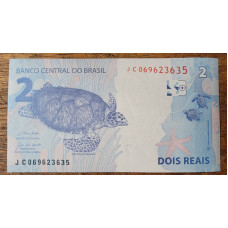 Cédula Brasil 2 reais Letras JC FE