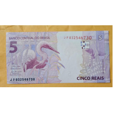 Cédula Brasil 5 reais Letras JF FE