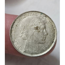 Moeda do Uruguai 20 centavos 1942 prata KM29 
