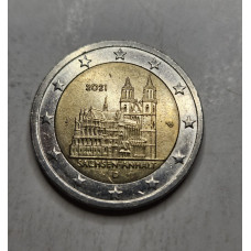 Moeda da Alemanha 2 euros 2021 Sachsen Anhhalt Comemorativa 2021 Letra J