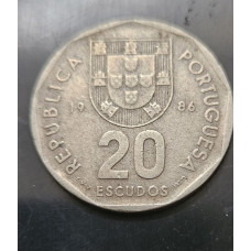 Moeda de Portugal 20 escudos 1986