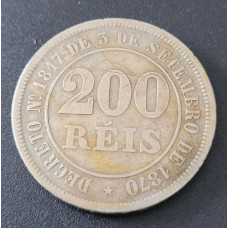 V017 Moeda Brasil 200 reis 1874 império Mbc 