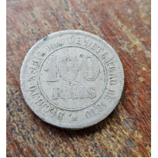 V002 Moeda Brasil Império 100 reis 1871 MBC