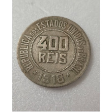 Moeda Brasil 400 reis 1918 MBC Data dificil V108