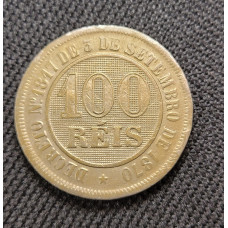 V028 Moeda Brasil império 100 reis 1886 MBC