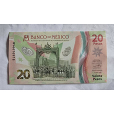 Cédula do Mexico 20 pesos bicentenario independência FE polímero