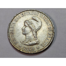 Moeda Brasil 500 reis 1889 prata republica MBC