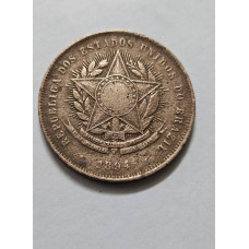Moeda Brasil Bronze 20 réis 1894 data dificil vintém MBC