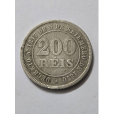 Moeda Brasil império 200 réis 1877 MBC