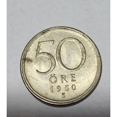 Moeda da Suécia 50 ore prata 1950