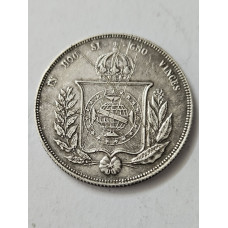 Moeda Brasil império 1000 réis 1855 anel estrelas soltas com riscos reverso