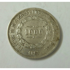 Moeda  1000 Réis de 1863 - Império do Brasil (Prata) - Pedro II Terceiro Sistema MBC