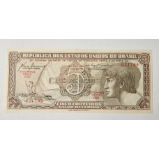 Cédula Brasil 5 Cruzeiros Série 020 FE - Índio  Flor de Estampa