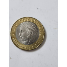 Moeda Bimetálica 1000 Liras da Itália - 1997 - Mapa da Europa