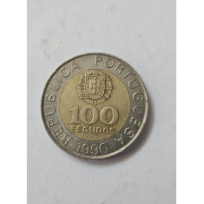 Moeda Bimetálica 100 Escudos de Portugal - 1990 - Pedro Nunes