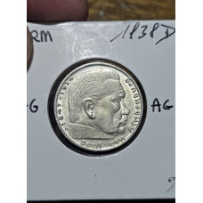 Moeda da Alemanha 2 reichmarks 1938 D