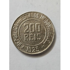 Moeda Brasil 200 reis 1923 sinais de limpeza