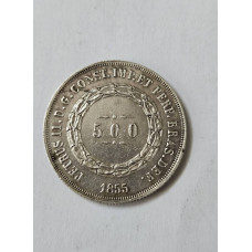 Moeda Brasil império 500 reis 1855 mbc