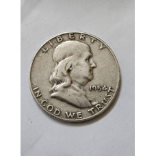 Moeda dos Estados Unidos Half dollar 1954 prata