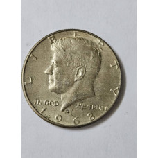 Moeda dos Estados Unidos Half dollar 1968 prata