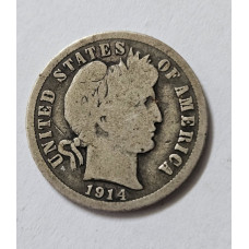 Moeda dos Estados Unidos 1 dime 1914 prata