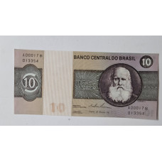 Cédula 10 Cruzeiros Brasil C138a asterisco Reposição Soberba