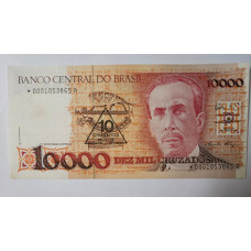 Cédula Brasil 10 Mil Cruzados  Carimbo 10 Cruzados Novos - Série Asterisco Reposição FE