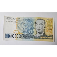 Cedula Brasil 100 mil cruzeiros C176a asterisco reposição FE manchas marca dagua