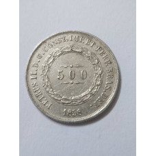 Moeda do Brasil 500 réis 1858 império prata terceiro sistema