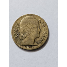Moeda Argentina 5 Centavos 1945 - Época Pós-Guerra do mundo