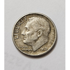Moeda dos Estados Unidos 1 Dime 1962 prata Roosevelt