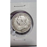 Moeda da Inglaterra 1 shilling 1894 prata Rainha Victoria