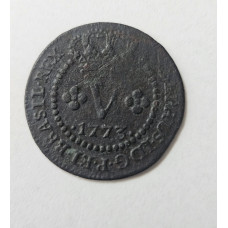 Moeda Rara V Réis 1773 - Coroa Baixa - Império Português (Brasil Colônia) - Coleção C115