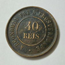 Moeda Brasil república 40 réis 1908 Bronze MBC