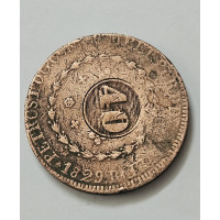 Moeda Brasil Império Cobre 80 réis carimbo 40 1829 R