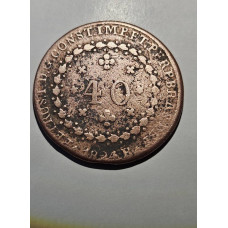 Moeda Brasil Império 40 réis 1824 R disco grosso C596a