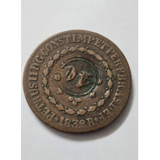 Moeda Brasil 80 réis carimbo 40 1832 R império cobre MBC