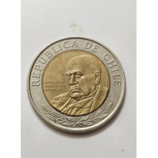 Moeda do Chile 500 pesos 2015 bimetalica
