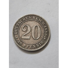 Moeda da Alemanha imperial  20 pfenning 1888 KM9.1
