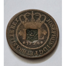 Moeda Brasil XL réis 1774 carimbo escudete C137 MBC