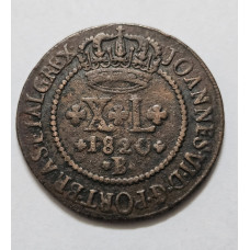 Moeda Brasil Colonia Cobre XL réis 1820 Bahia C484