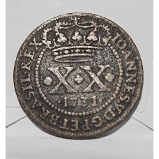 Moeda Brasil Cobre Colonia XX réis 1731 Bahia C088